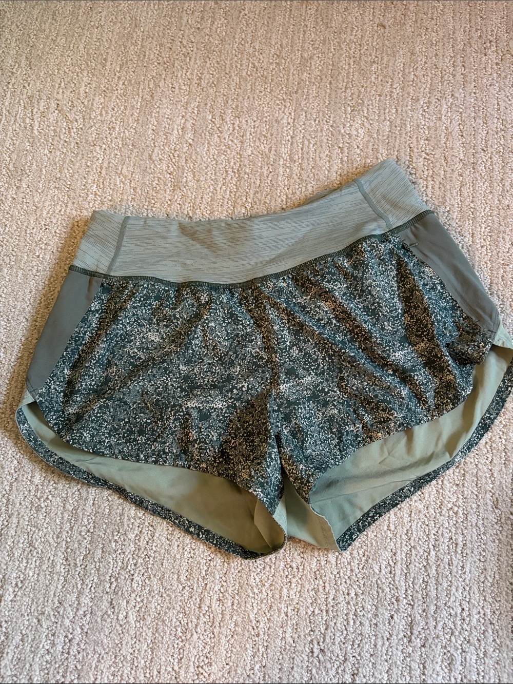 Outdoor Voices Olive Green Speckled Athletic Shorts